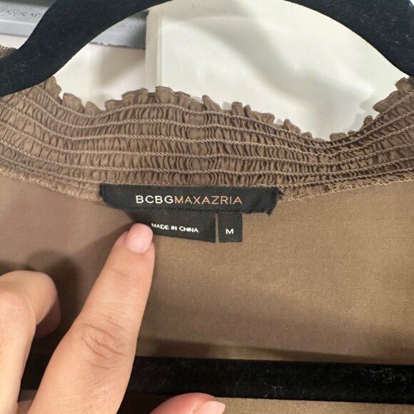 Bronze Silk Short Sleeve V-Neck Knee Length Dress - Medium - Picture 6 of 12